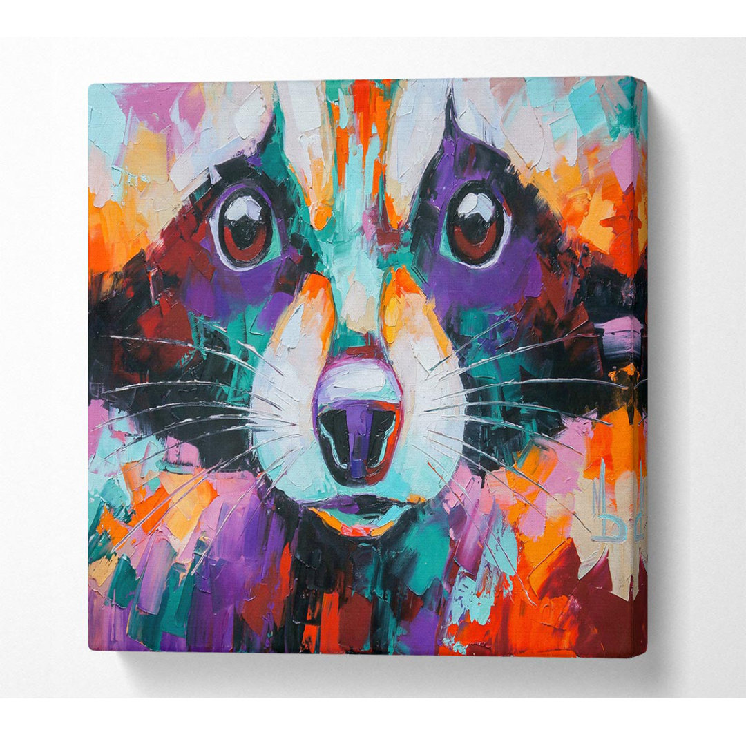 Racoon Vivid Face - Kunstdrucke auf Leinwand