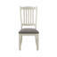 Ensemble de table de salle à manger 5 pièces à finition blanche antique avec 6 tiroirs et 4 chaises d'appoint rembourrées de style décontracté