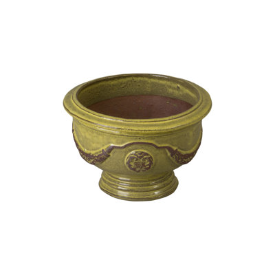 Anduze French Yellow Ceramic Round Planter with Drainage Hole