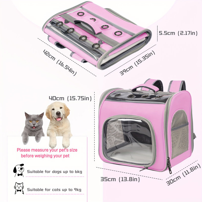 Sac à dos pour chat et chien, Rose