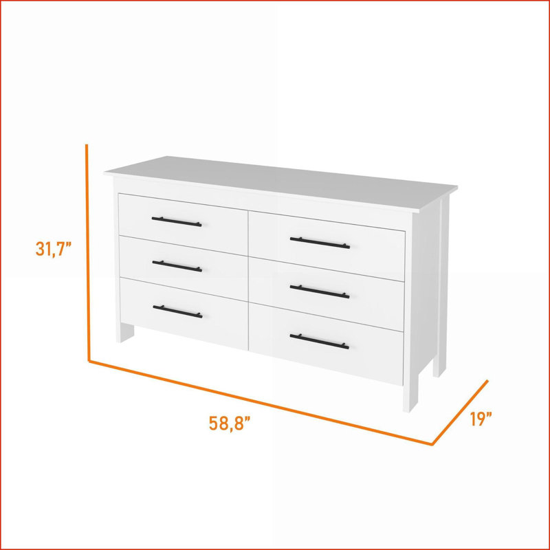 Ensemble de chambre à coucher, armoire 2 pièces + commode, blanc neige élégant | Blanc | Bois d'ingénierie