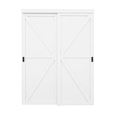 72"x80” K shape Panelled Prefinished Closet Sliding Door with Hardware Kit Set,Including Handle, No assembled Request