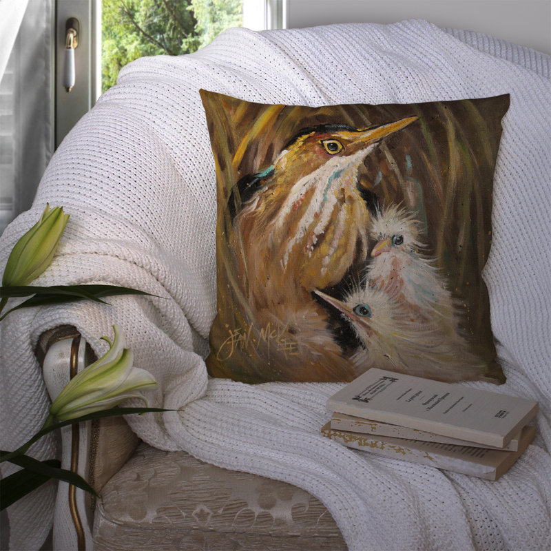 Coussin intérieur/extérieur brun, H 14 po x l 14 po x P 4 po