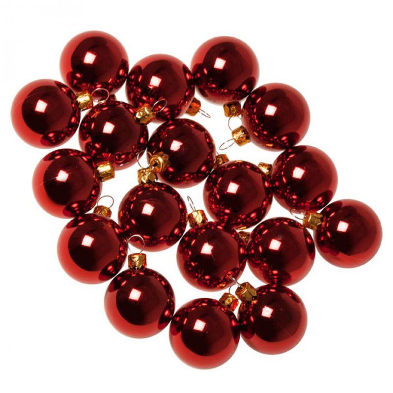 Bauble, Red Shiny, 4cm H x 4cm W x 4cm D