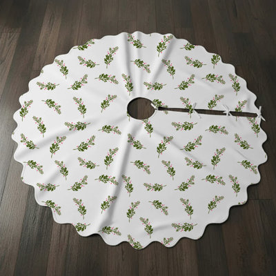 Leaf & Berry Pattern Christmas Tree Skirt-54" Diameter