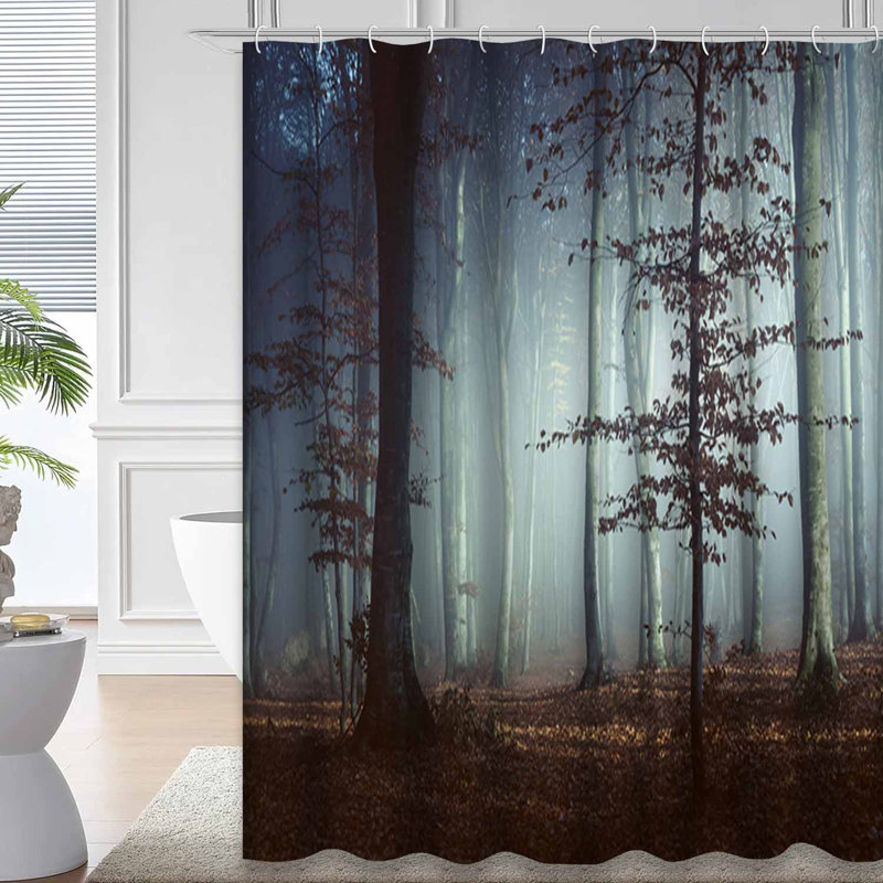 Rideau de douche à 12 crochets Green Forest, L 72 po x l 84 po