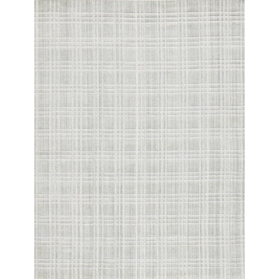 Tapis rectangulaire en laine / viscose noué à la main argent / beige