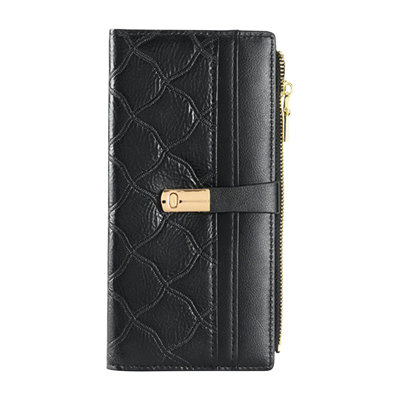 2023 New Women's Long Lingge Wallet Zipper Snap Solid Color Wallet Card Bag Hand Bag  Wallet