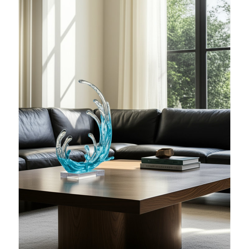 Bixler Blue Wave Abstract Sculpture In Polyresin – Decorative Objects For Home Decor, Kitchen Decor, And Decorations For Living Room – Modern Statues, Figurine Accent, And Shelf Display – 10.5", Blue