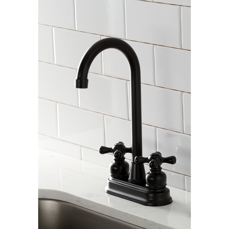 Kingston Brass Two-Handle 2-Hole Deck Mount Bar Faucet, Matte Black