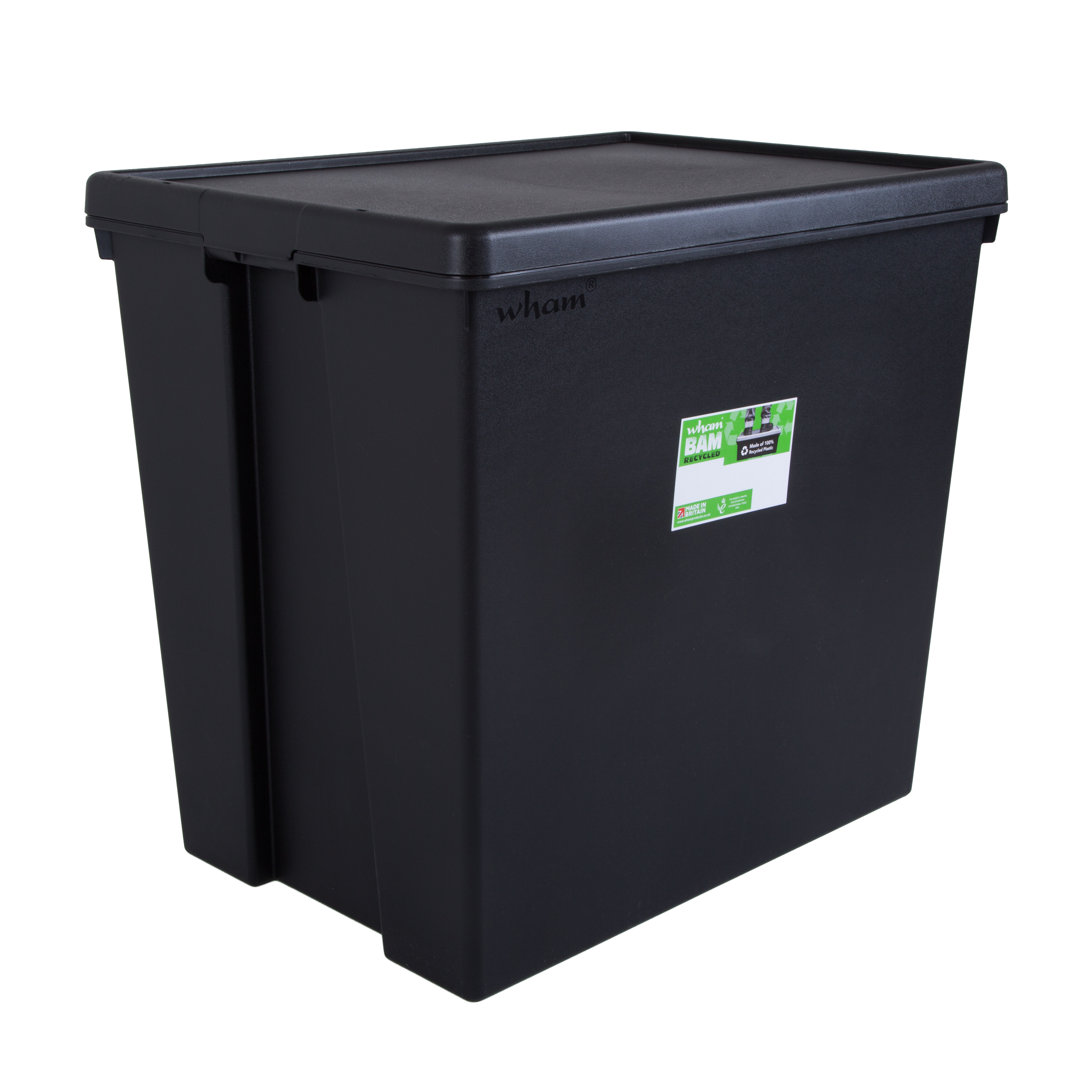 Wham Bam Heavy Duty Recycled 154L Plastic Storage Boxes Black