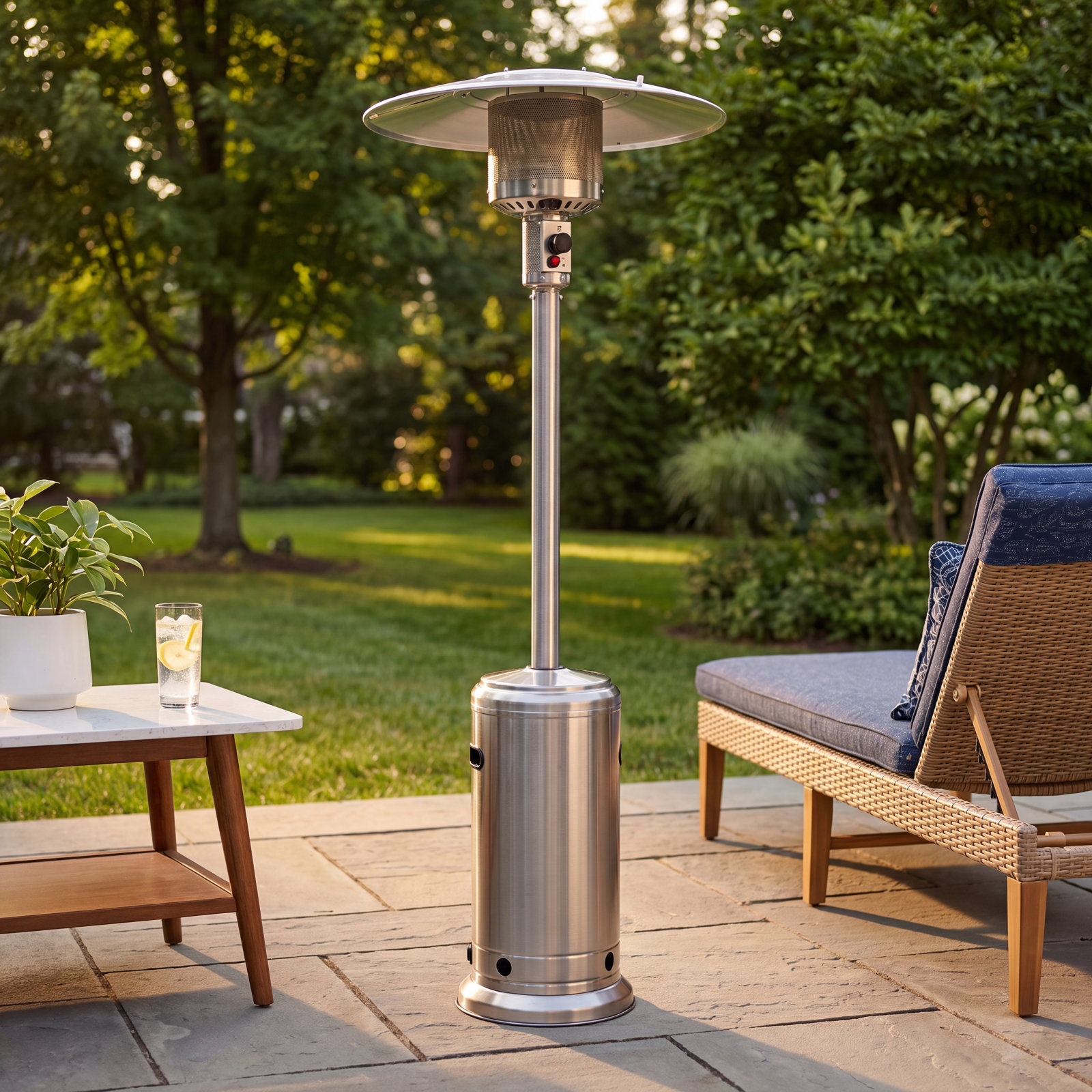 Lorcan Standing Patio Heater, Stainless Steel