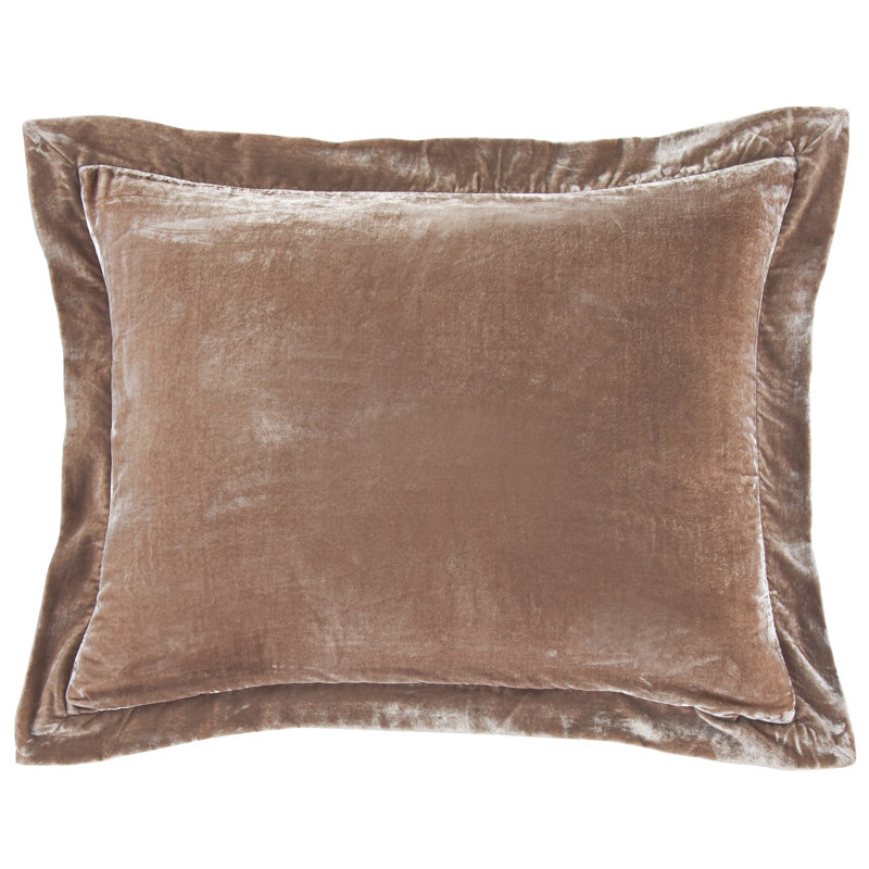 Stella Faux Silk Velvet Flanged Romantic Western 27x39 inch Dutch Euro Pillow, Dusty Rose