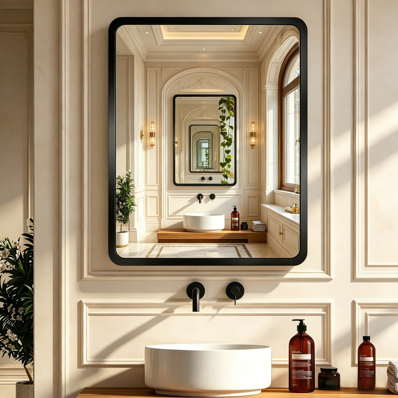 Armoire à pharmacie 24 po x l 30 po avec miroir noir pour salle de bain (assemblage complet terminé)