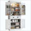 Armoire de cuisine avec détecteur de mouvement, armoire de rangement haute avec 6 tablettes de porte, un tiroir et 4 tablettes réglables, pour le salon, la salle à manger