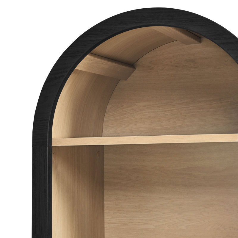 Evie Arched Narrow Black Bookcase Display Cabinet