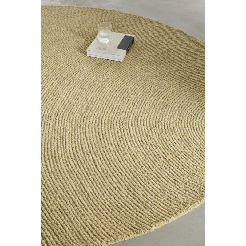 Hand Tufted Wool Area Rug in Sand, Round 4'11"