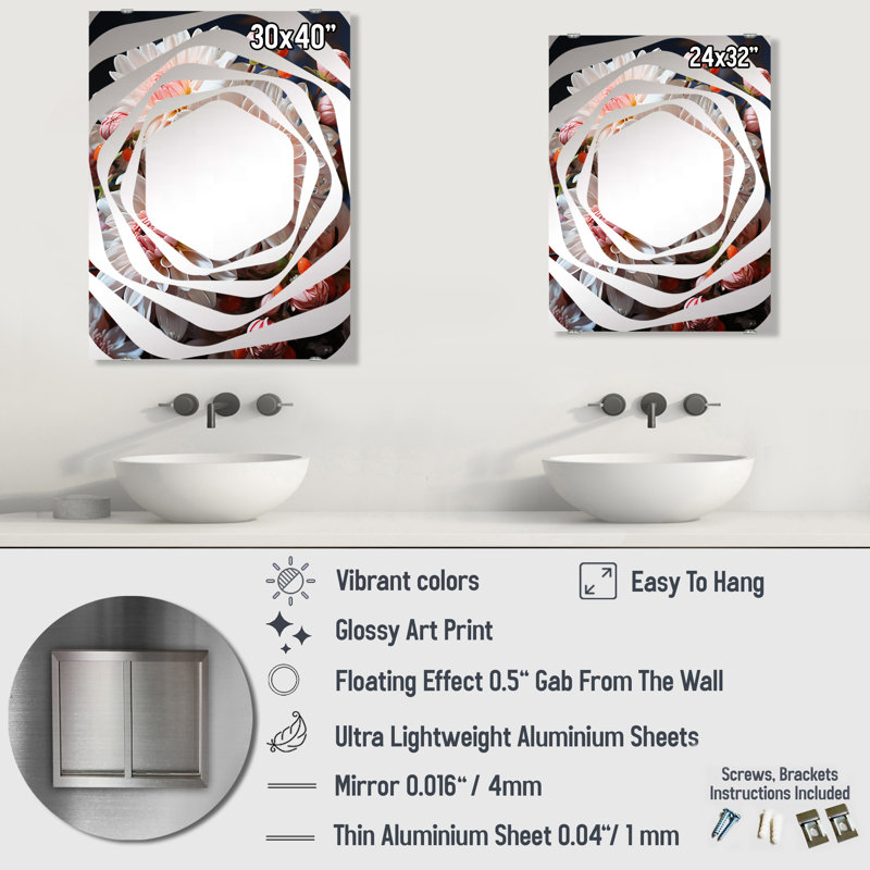 Rumberger - Miroir mural chrysanthèmes MIR141436, 32 po x 24 po