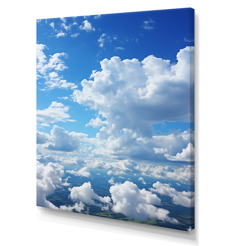Calm Sky Embrace III - art mural ciel, Toile tendue, H 32 po x l 16 po x P 1 po