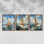 Série Sea and Shore LXVII - Ensemble de 3 estampes numériques encadrées - Prêt à être accroché-107267714-107267715