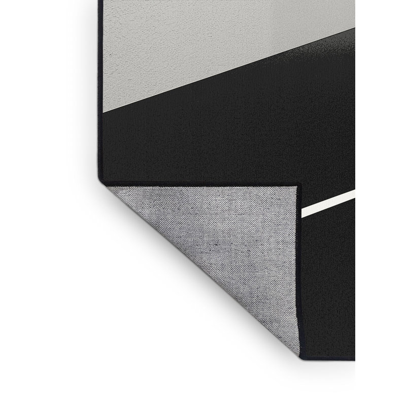 Machine Washable Bracondale Squash Court Scene Modern & Contemporary Striped Rug in Gray – Black Binding, 7x9