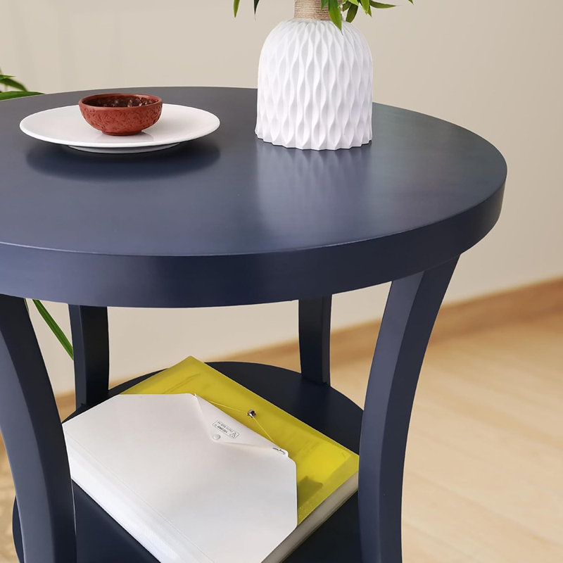 Perth Contemporary Round End Table With Shelf