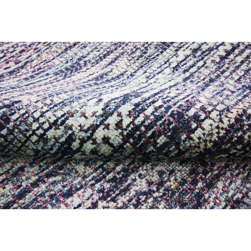 Tapis gris / bleu / blanc noué à la main de haute qualité, Rectangle 8 pi x 10 pi