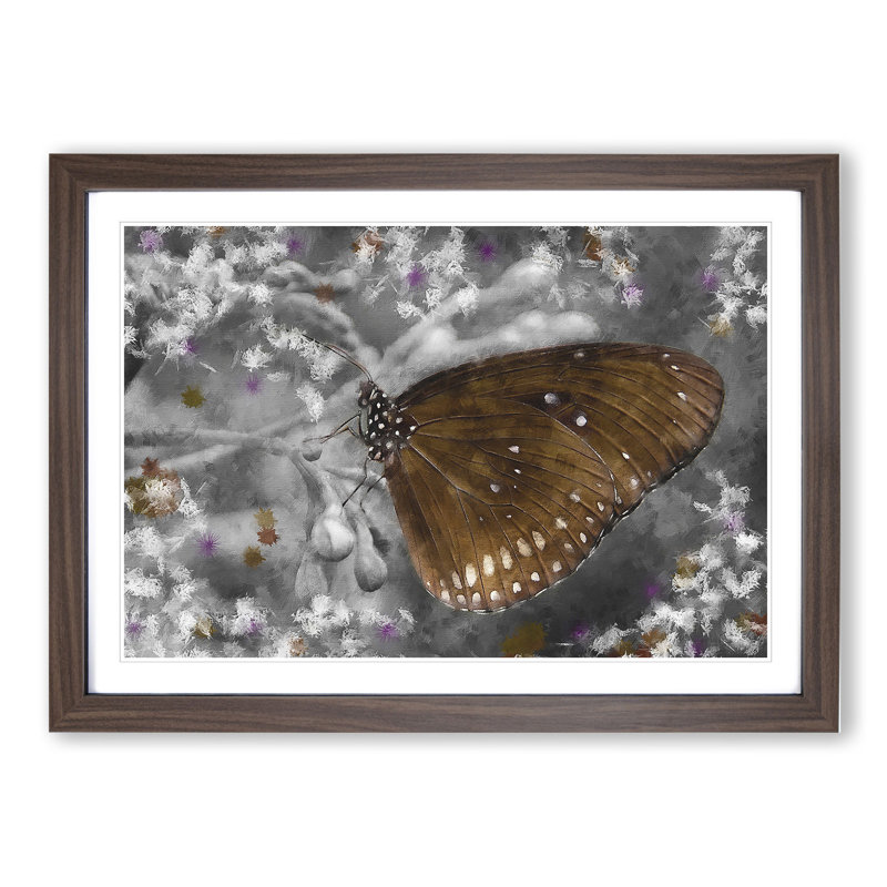 Butterfly Vol.5 - Picture Frame Painting, 27cm H x 36cm W x 2cm D, Walnut Framed