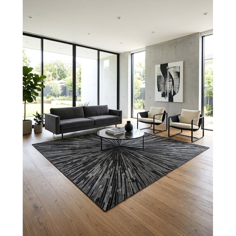 Tapis noir / gris Abani Rugs Hide HID580A, 6 pi x 9 pi