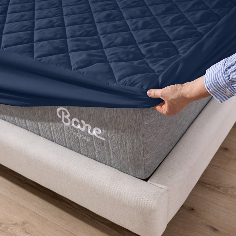Quilted Mattress Pad, Queen, Blue
