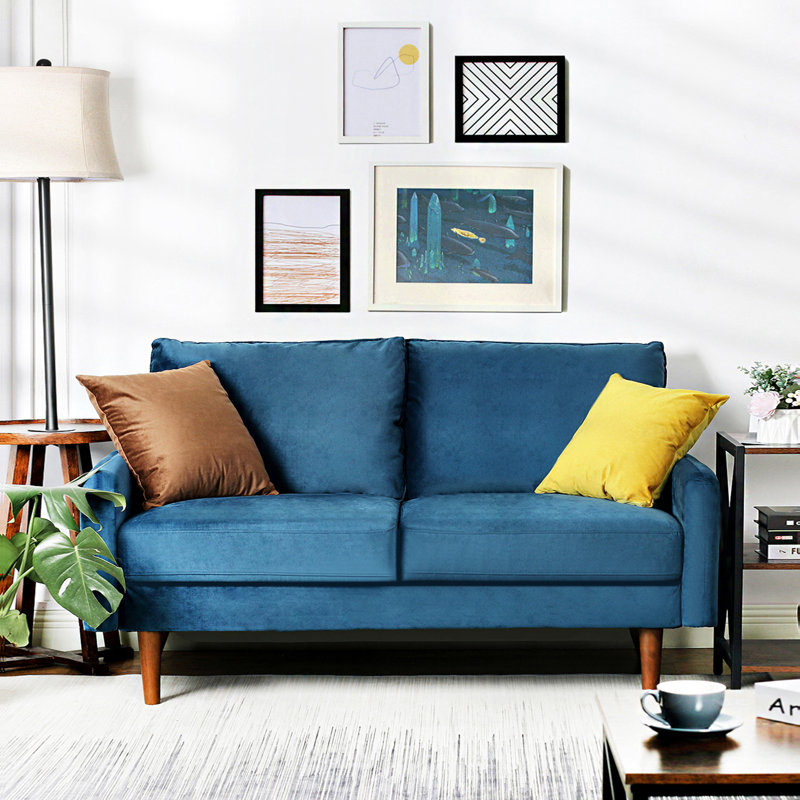 Causeuse Hessville, Velours bleu de Prusse