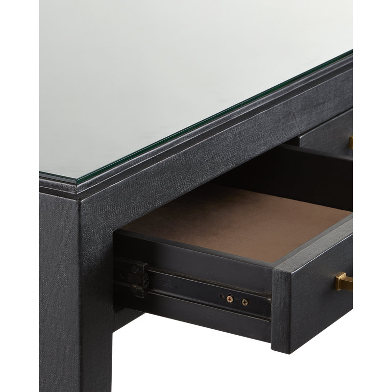 Verona Glass Solid Wood Writing Desk