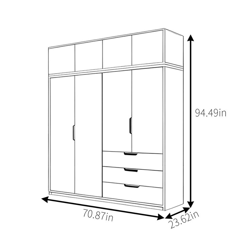 Garde-robe moderne, simple et classique, H 94,49 po x l 70,87 po x P 23,62 po