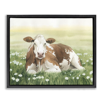 «Cow & Meadow Blossoms», art mural sur toile par Grace Popp