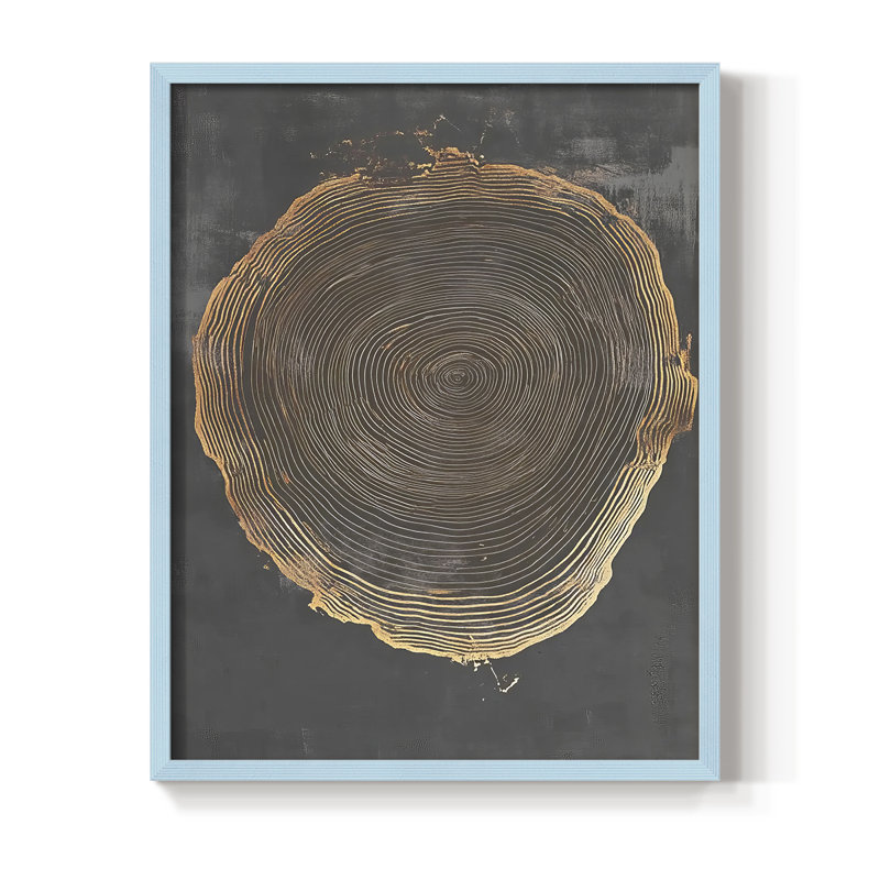 Impression abstraite encadrée CCLIV - prête à être accrochée, H 20 po x l 16 po, Bleu