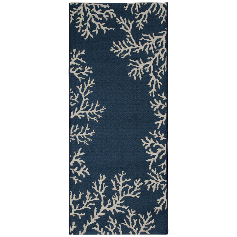 Tapis de cuisine Thomasina, Bleu marine, Tapis de couloir 1 pi 11 po x 4 pi 11 po