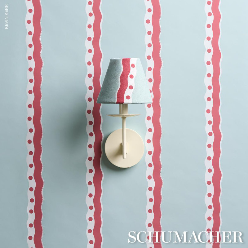 Rousseau Stripe Fabric, Rouge & Sky