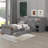 L-Shaped Space-Saving Twin Loft And Twin Platform Bed With 7 Drawers And Guardrails-493832420