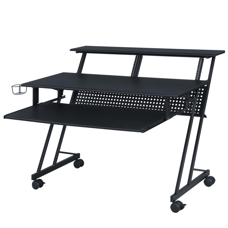 Bureau de studio noir avec plateau pour clavier