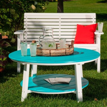 Orma Round Outdoor Coffee Table , 43'' in. W 43'' in. D, Black, Red
