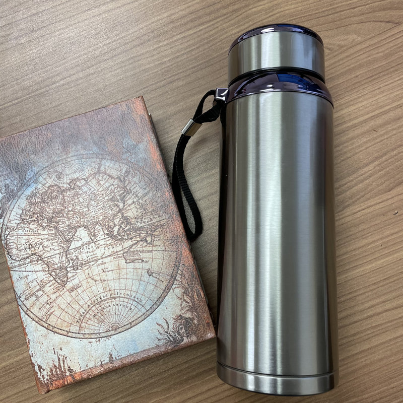 27 oz Bouteille d'eau en acier inoxydable à double paroi avec infuseur de thé, Argent