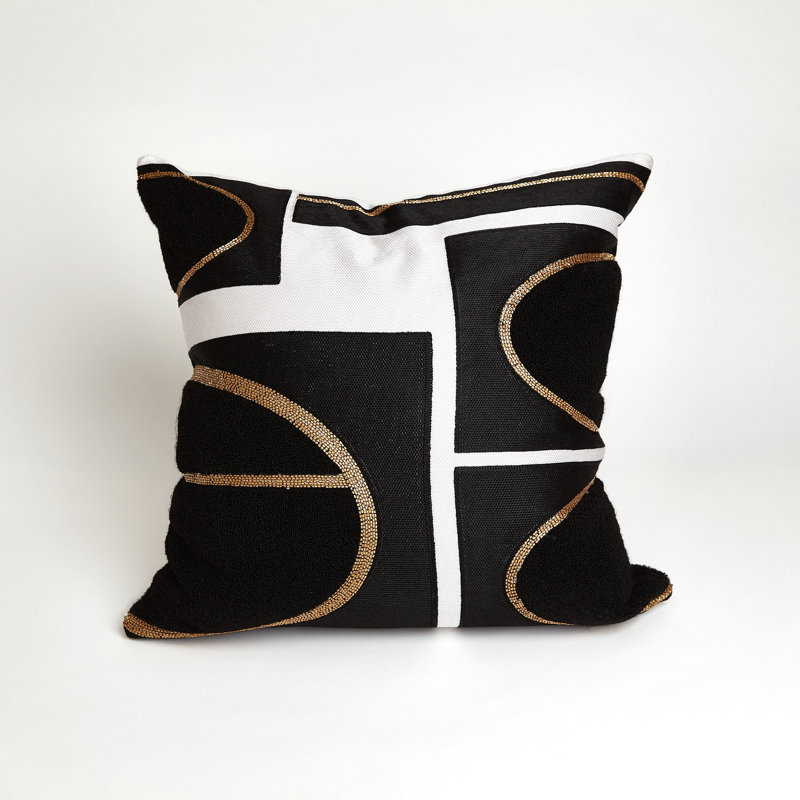 Brass Loop Pillow-Beige/Black