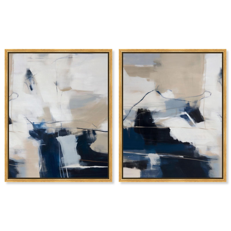 Ensemble de décoration murale bohème Soft Coastal Abstraction par Art Remedy, cadre doré, 16 x 20, H 21 po x l 17 po