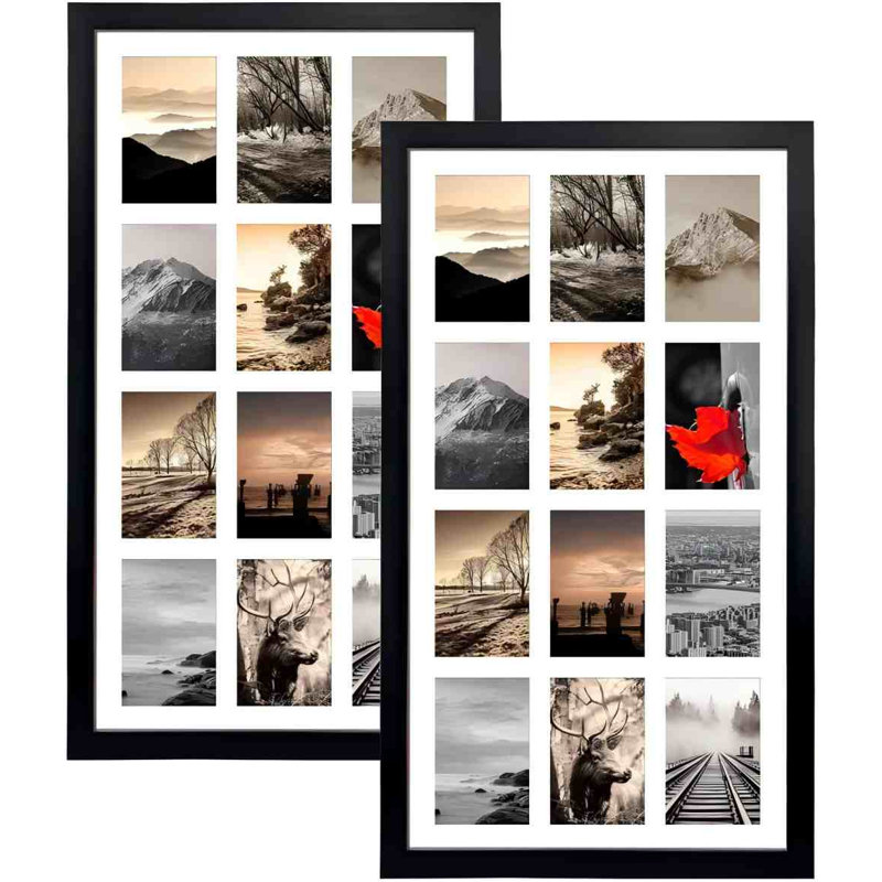 12 Opening 4x6 Black Collage Picture Frames Set of 2
