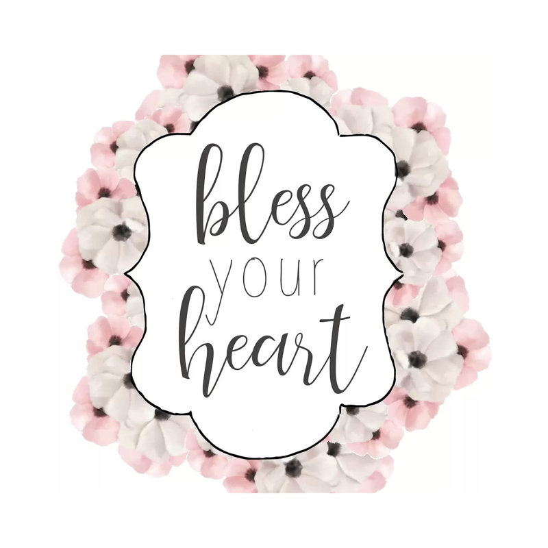 Bless Your Heart 1 Piece Wrapped Canvas Wall Art, 30.48 cm H x 30.48 cm W