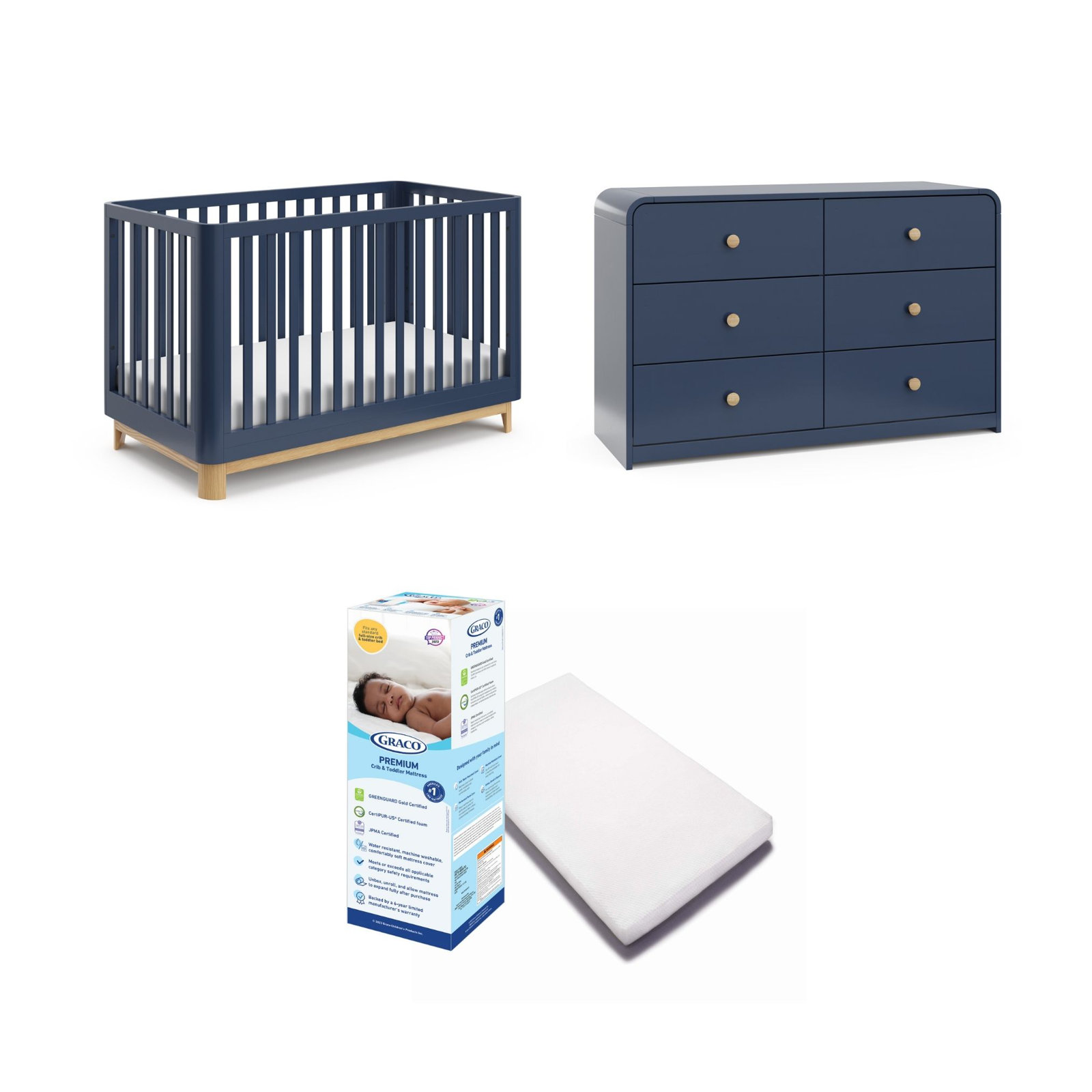 Santos 3-Piece Nursery Furniture Set, Midnight Blue