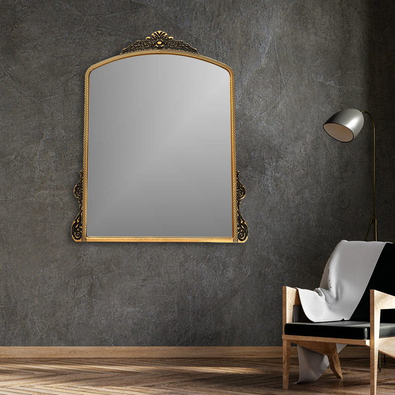 Deztiney Arched Wall Mirror, Gold, 41" x 35"