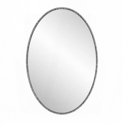 Iron Art Oval Retro Mirror, Antique Effect, Wall Hanging, Suitable For Bathroom, Bedroom, Living Room (Silver)