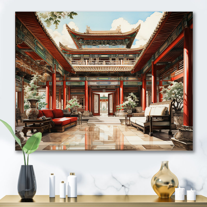 Makinzey China Art Imperial Palace I - reproduction d'art, Toile tendue, H 30 po x l 40 po x P 1,5 po