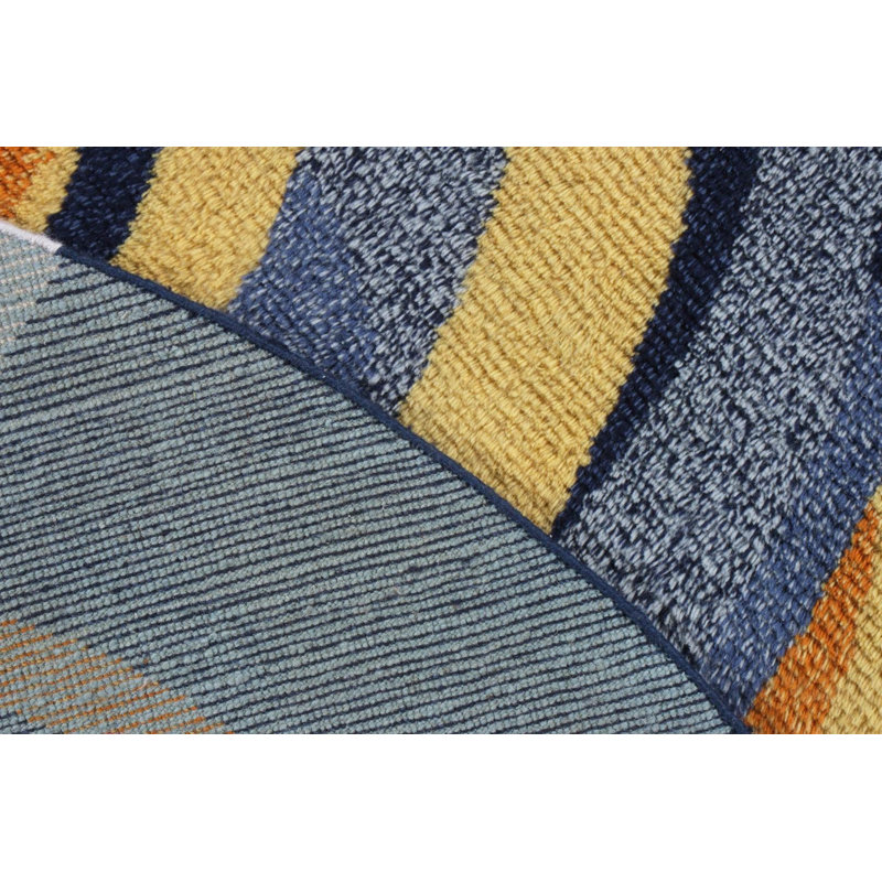 Scandinavian Hand Knotted Wool Abstract Area Rug, Rectangle 13' x 19'